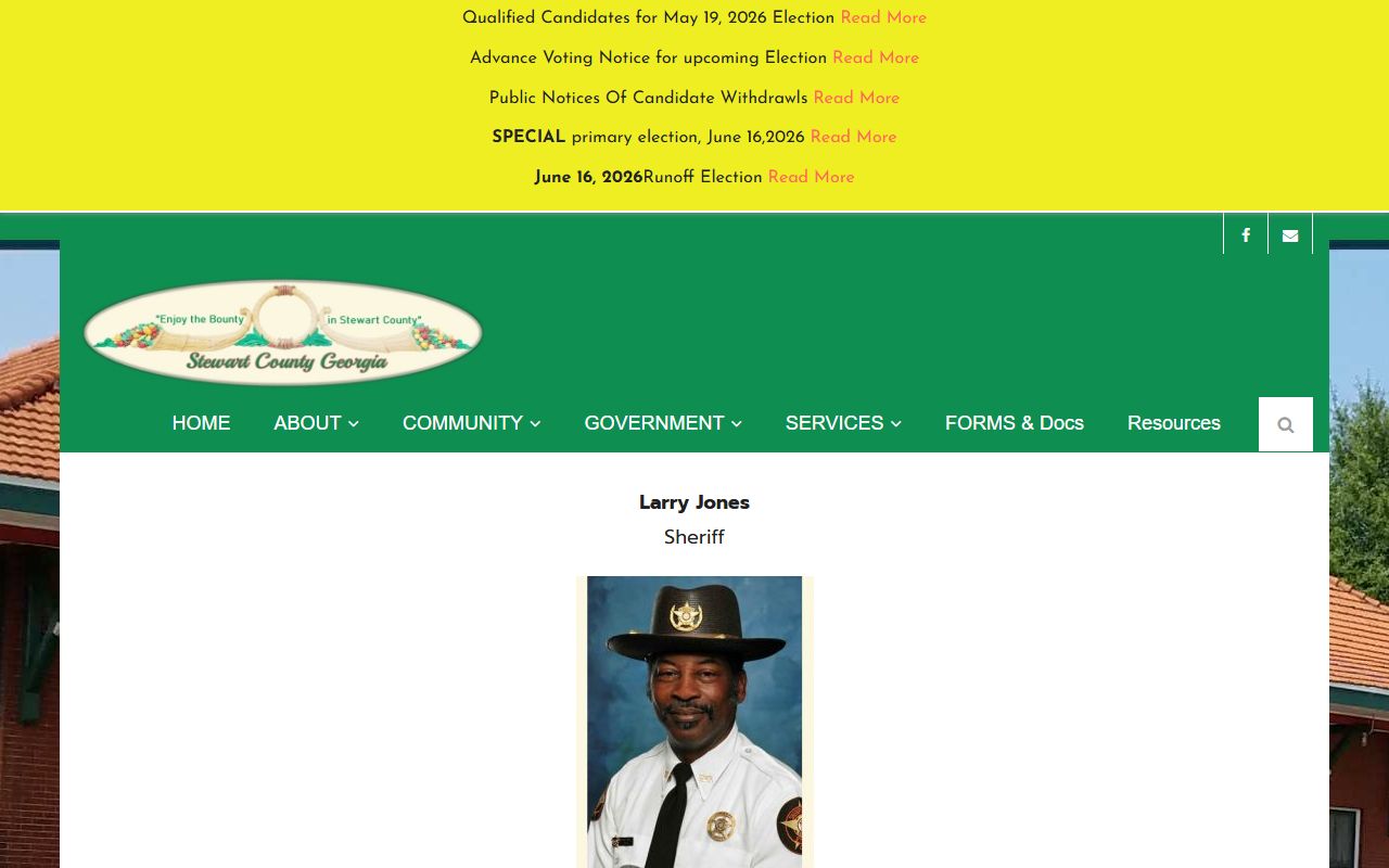 Stewart County sheriff page naming Sheriff Larry Jones